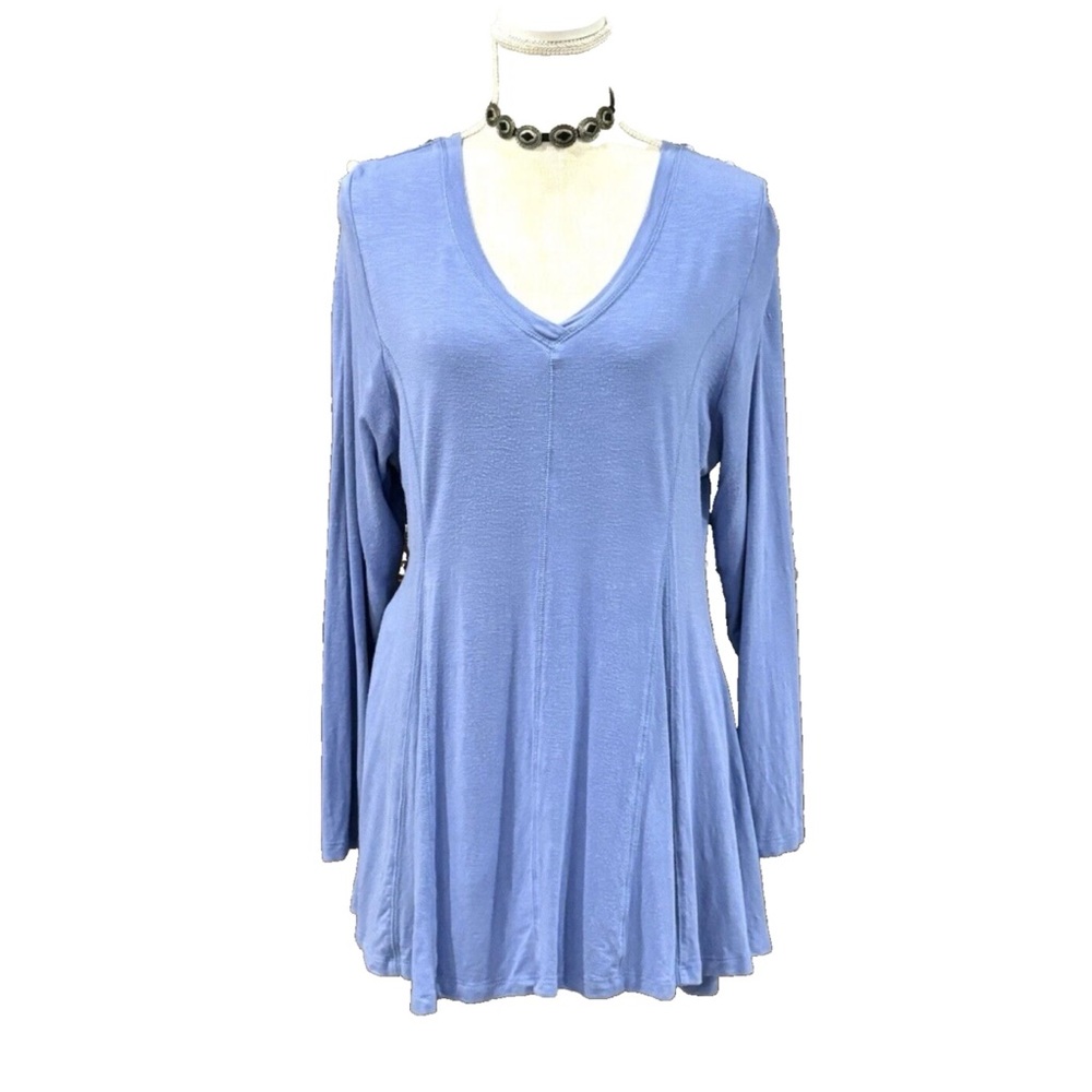 SOFT SURROUNDINGS L/S SWING TUNIC L GORED V NECK VISCOSE ROMANTIC COQUETTE EC